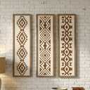X DELUXE Minimalist Aztec Wood Wall Decor Set of 3 Geometric Scandinavian Boho Hanging Panels for Living Room Bedroom Hallway Office Modern Tribal MDF Wall Art Vertical Decorative Interior Accent, 19.69"L x 4.92"W