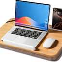 Wishacc Portable Bamboo Lap Desk Tray, Natural Wood, Large 21.1 x 12.9 Inch, for Home Office