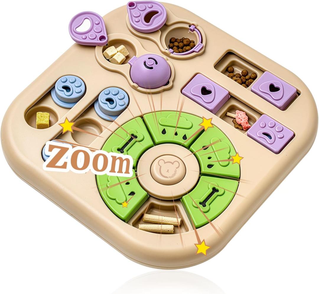 Interactive Dog Puzzle Toys for Smart Dogs - Mental Stimulation Puzzle Toys for Small & Medium Dogs, Treat Dispensing Dog Enrichment Toys for Beginner Dogs (Khaki)