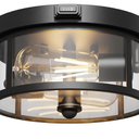 Outdoor Ceiling Light with Motion Sensor 9.3in  Porch Lights Outdoor, E26 Base, Flush Mount, 360° Detection, 3 Modes (Auto/Dusk to Dawn/Alwayson), Farmhouse Ceiling Light for Porch, Entryway