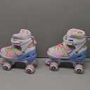 Kids Roller Skates, 4 Size Adjustable Quad Skates with All Light Up Wheels, 10C to 8 Rollerskates for Toddlers, Beginners, Boys, Girls, Outdoor, Indoor (Large - Youth, Pink)