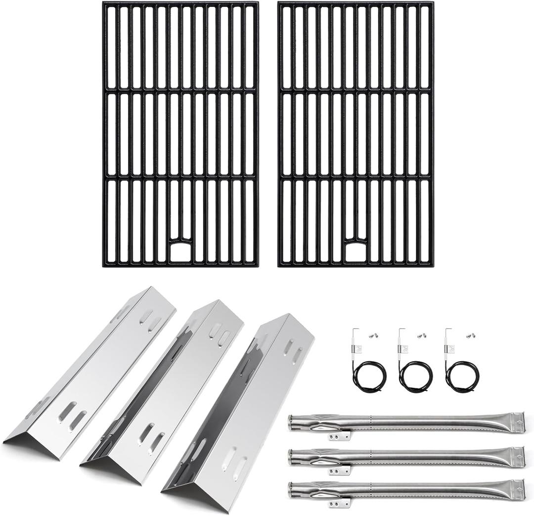 Advice Grill Replacement Parts for Dyna Glo DGB390SNP-D DGB390BNP-D, 104-13002 Grill Cooking Grate & 104-13003 Heat Tent & Burner and Igniter for Dyna Glo 3 Burner DGB390SNP-D Gas Grill