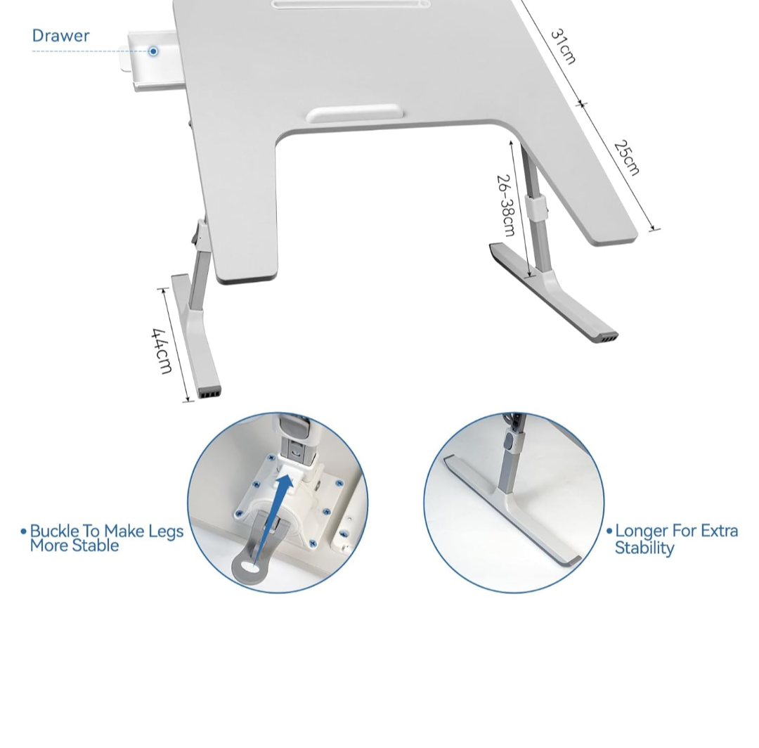 Armrest Laptop Desk for Couch and Bed,Hospital Bed Table,Lap Desk Pillow,Large Adjustable Bed Desk for Laptop with Drawer and Tablet Slot, U-Table for Reading, Gaming, Writing,Eating,Drawing