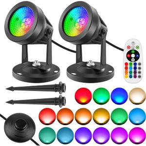 T-SUN RGBW Spotlights Indoor, 2 Pack Uplighting Indoor with Remote 16 Color Changing Up Lights Floor Lights Decorative3000K Accent Lighting for Plant Party Stage Decor