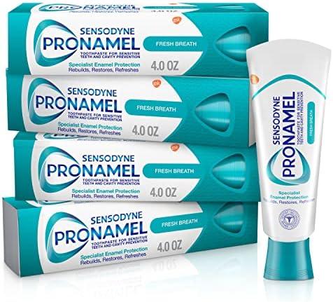 Sensodyne Pronamel Fresh Breath Enamel Toothpaste for Sensitive Teeth and Cavity Protection, Fresh Wave - 4 oz (4 Pack)