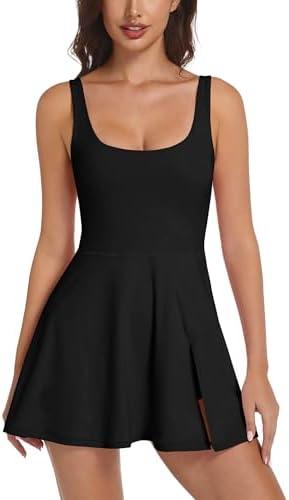 Womens Tennis Dress Built in Shorts & Bra Athletic Golf Active Workout Dress with Pockets M