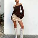 QIV White Studded Knee High Boots Women Pointed Toe Kitten Heel Mid Wide Calf Boots with Zipper Size 8.5