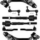 8-PC SET Suspension Kit fit 2007-2014 for Ford Edge for Lincoln MKX Front Lower Control Arm and Ball Joint Outer Inner Tie Rod End Sway Bar Link