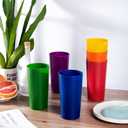 26-ounce Plastic Drinking Glasses Stackable Tumblers Water Cups Mixed Drinkware, set of 12 Mixed Color Reusable Shatter-resistant Dishwasher Safe