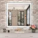 Amorho 36"x36" LED Bathroom Mirror with Black Frame, Front Light and Backlit(Controlled Separately), Stepless Dimmable, Anti-Fog, Shatter-Proof, 3 Colors, Memory