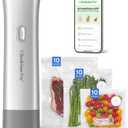 Handheld Vacuum Sealer for Food, Vac Sense Series 75kPa Compact Vacuum Sealer Machine with 2000mAh Battery, Cordless & Portable, 30 BPA-Free Reusable Bags for Meal Prep, Travel & Kitchen, Silver