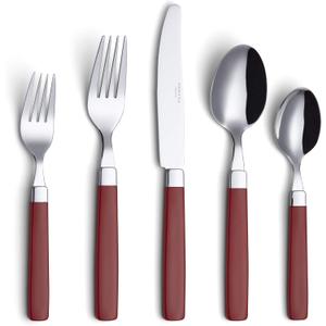 ANNOVA Silverware Set Stainless Steel Colorful Tableware Kitchen Flatware Set Utensils, Includes Dinner Knives, Forks, Spoons, Salad Forks & Dessert Spoons (Red, 20 Pieces)