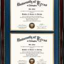 GraduationMall 14x20 Double Diploma Frame, Display 8.5x11 Certificate with Navy over Gold Mat,Tempered Glass,Mahogany with Gold Beads
