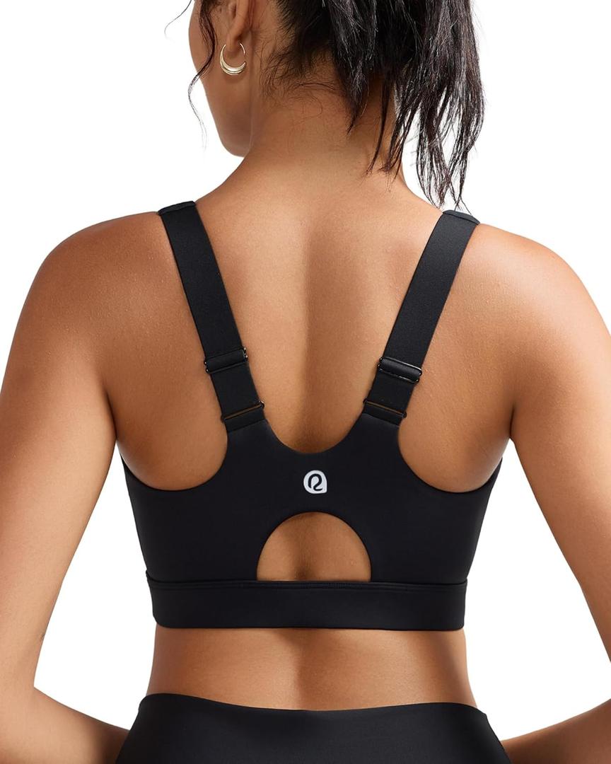 RUNNING GIRL Sports Bras for Women High Support,Adjustable Racerback Molded Cup Sports Bra Yoga Athletic Workout Bra (Medium, Black)