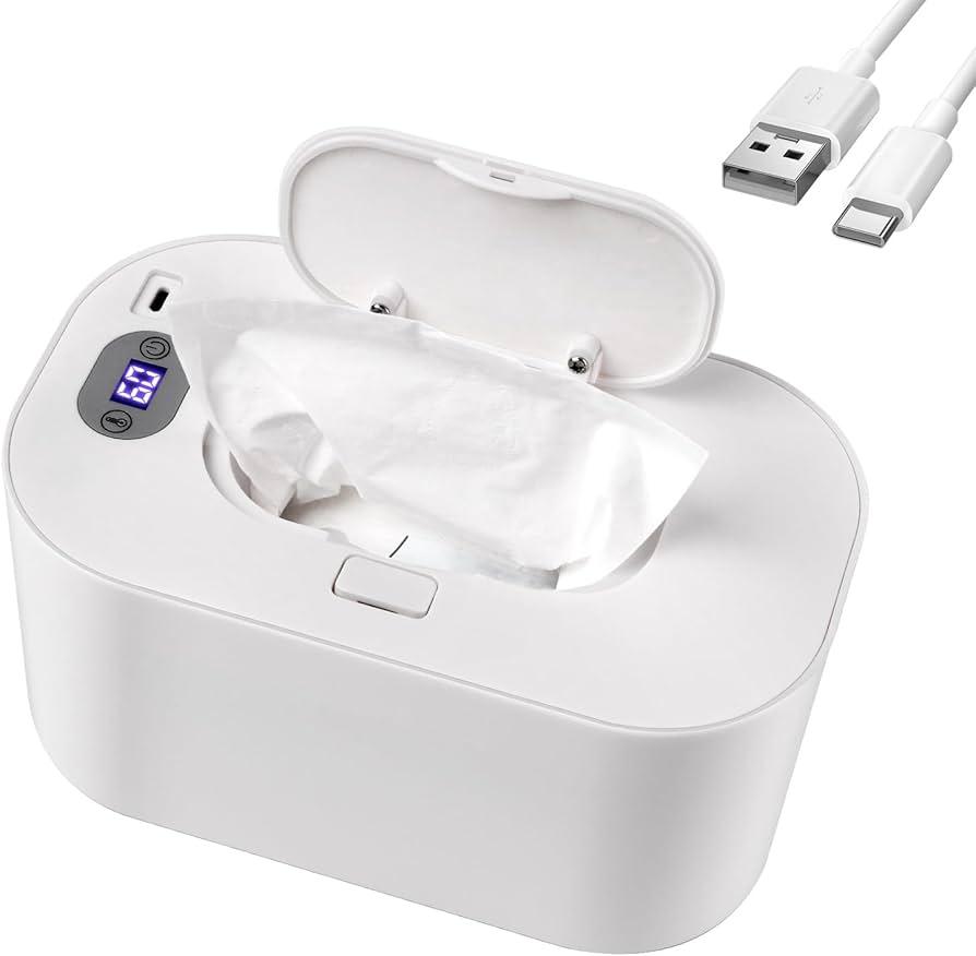 Baby Wipe Warmer and Baby Wet Wipes Dispenser, 5 Modes of Temperature Heating Control Portable Diaper Wipes Warmer for Newborn Baby, Baby Shower Gifts White