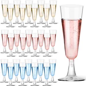 GuanQiao 200 Pack Plastic Champagne Flutes, 5.5 Oz Clear Disposable Plastic Champagne Glasses, Liquor Glasses Cups for Wedding Celebration Birthday Party Liquor Tasting New Years Eve Party Supplies