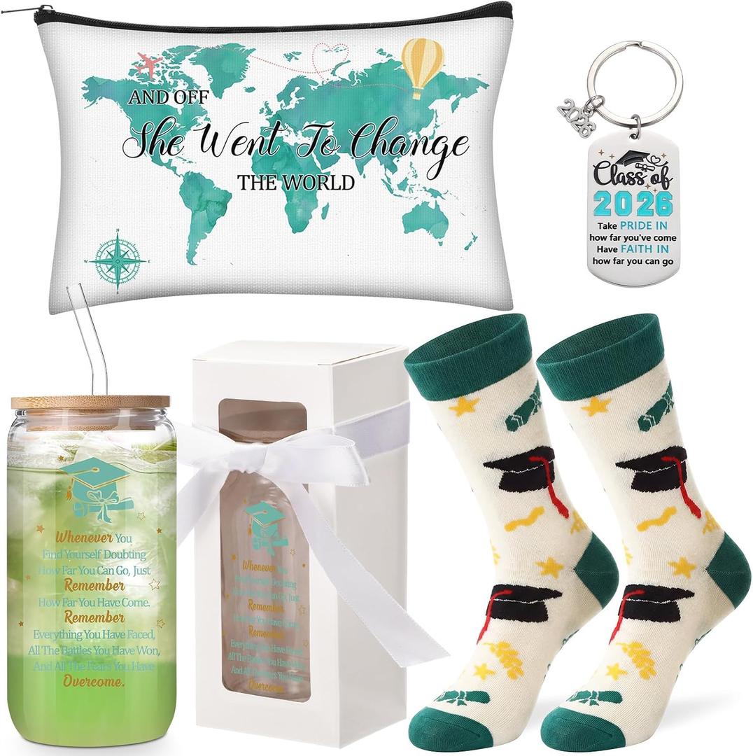 Blushtier 5 Pcs Graduation Gifts Set for Her 2026 College High School Graduation Gifts Sets for Her Congrats Grad Gift Basket College Masters Degree Graduates for Women Girl Daughter Friend Sister
