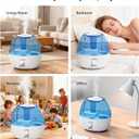 KVM Ultrasonic Cool Mist Humidifier, Quiet Air Humidifiers for Bedroom, Nursery, Office, & Indoor Plants, 360 Rotation Nozzle & 2L Water Tank & Night Light