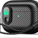 RFUNGUANGO for Airpod Pro Case (2023/2022/2019) with Lock, Carbon Fiber Black Airpods Pro 2nd Generation/1st Generation Case (USB-C/Lightning Cable) Black Switch