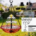 2026 New Solar Cascade Hanging Bird Bath Fountain Outdoor Bowl Bird Bath with Solar Pump, Large Hanging Fountain for Hummingbirds, Gardens, Patio & Backyard (Pink)