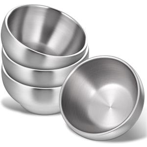 4 Pack 15 Oz SUS304 Stainless Steel Bowls Double Wall Insulated Bowl Soup Bowl for Cereal Ice Cream Noodle Hot and Cold Food