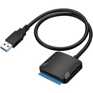 USB 3.0 to SATA III 5Gbps Hard Drive Adapter Data Sync SATA to USB Converter for 2.5" 3.5" SSD/HDD with 12V/2A AC Adapter