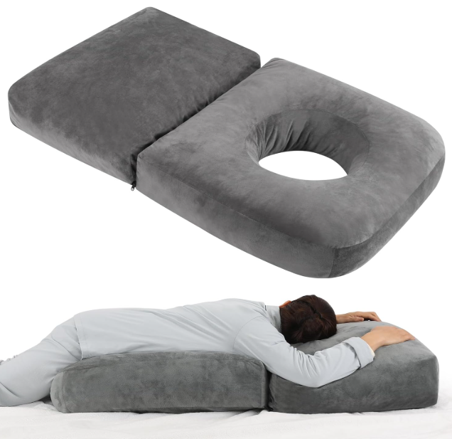 Pregnancy Pillow for Stomach Sleepers, 45.3 Inch Pregnancy Massage Pillow Full Body Pillow with Removable Cover  Support for Back, Legs, Belly, HIPS for Pregnant Women (Dark Grey)