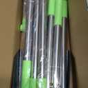 Niubya Pooper Scooper for Dogs, Metal Poop Scooper Tray and Rake Set with Adjustable Long Handle, Dog Pooper Scooper for Pet Waste Removal (Silver & Green)