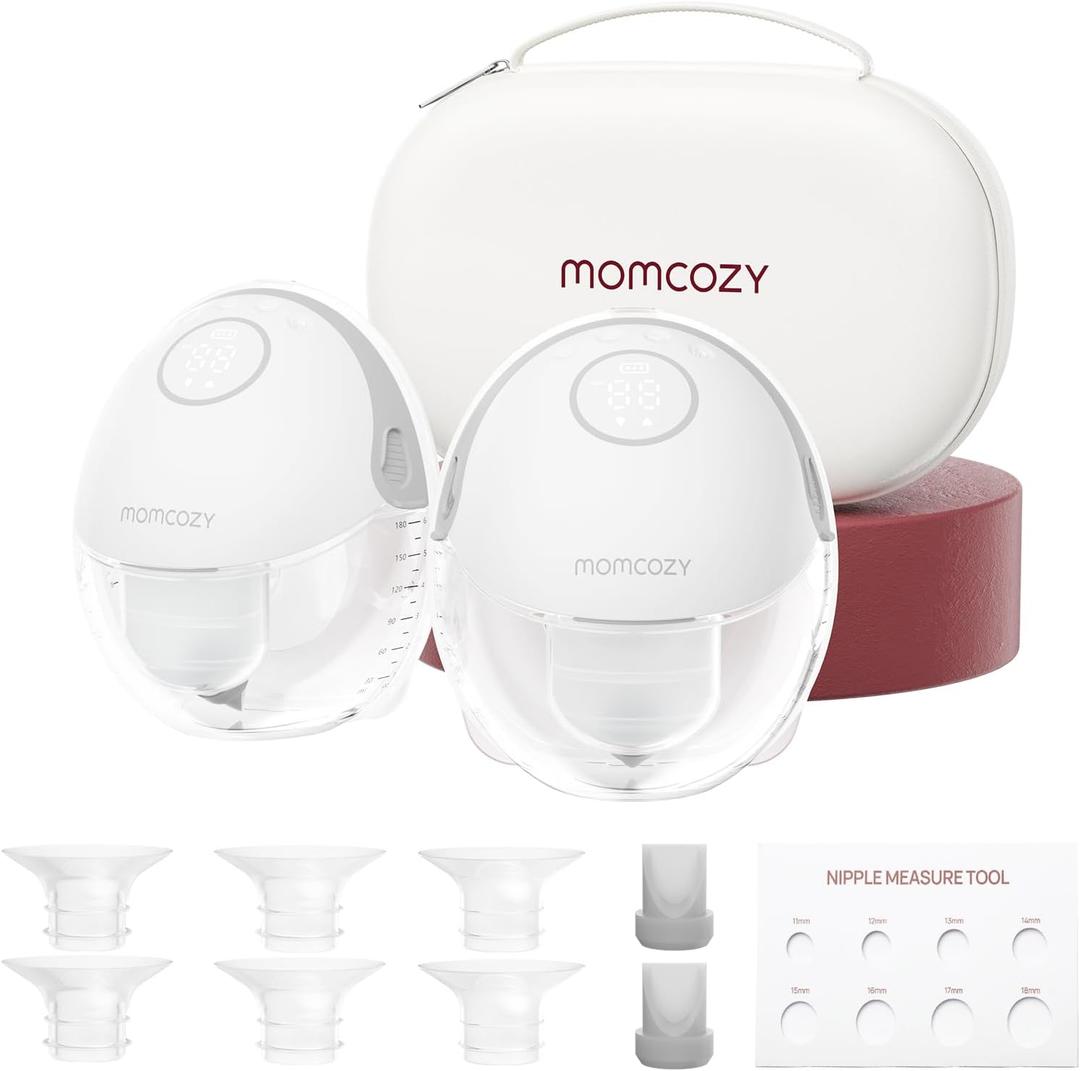 Momcozy Breast Pump Hands Free Mobile Style | M6, Wearable Breastfeeding Pump Ideal Rhythm for More Milk, Double Fit Flange More Fit & Discreet with 3 Modes & 9 Levels, 24mm - 2 Pack Quill Gray