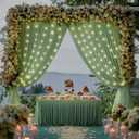 10x10ft Sage Green Backdrop Curtains with Lights Photo Drapes Wrinkle Free Fabric Backdrop Curtain for Wedding Birthday Party Baby Shower Bridal Shower Home Party Background Decorations