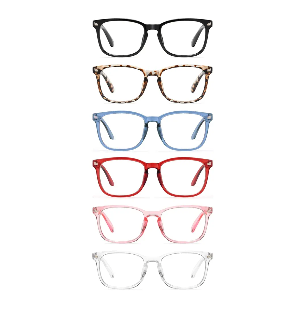 CCVOO 6 Pack Blue Light Blocking Reading Glasses, Anti Headache/Glare/Eye Strain Readers Computer Eyeglasses Women/Men (6 Pack Mix,2.25)