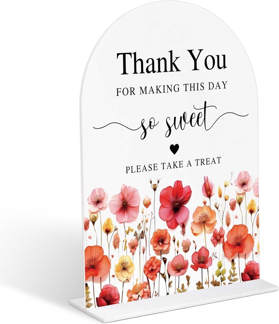 2 x Acrylic Wedding Signs Please Take a Treat Sign for Reception, 6x8" Arch Acrylic Dessert Table Decor, Love Is In Bloom & Baby In Bloom Decorations for Baby Shower Bridal Shower Engagement Party