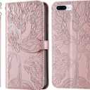 Wallet Case for iPhone 7 Plus/iPhone 8 Plus with Card Holder/Slot,PU Leather Flip Folio Shell [Magnetic Closure][Wrist Strap][Kickstand] Shockproof Cover Fit iPhone 7 Plus / 8 PlusRose Gold