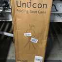 UNLICON-Brown Folding Cane Stool with Seat Lightweight Adjustable Walking Cane for Seniors, Ergonomic Design, 330 lbs Capacity, Portable and Convenient Cane Chair with Anti-Slip Feet