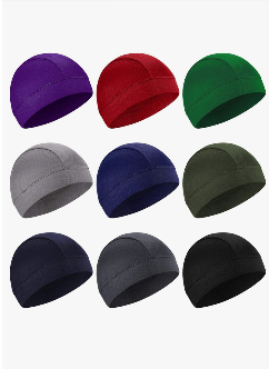 SATINIOR 9 Pieces Cooling Skull Caps Helmet Liner Sweat Beanie Cap Wicking Cycling Running Hat for Men and Women Sports