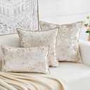 Premium Series, Crushed Velvet Throw Pillow Covers, Luxury Thick Cushion Cases for Home Decor, Cream White, 12x20 Inch, Covers Only