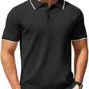 COOFANDY Mens Knit Polo Shirts Casual Short Sleeve Button Down Polo Shirt Classic Golf Shirts, Size Small