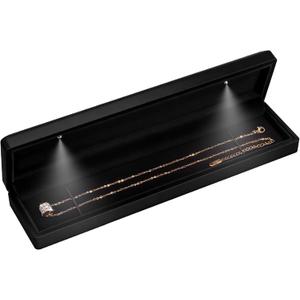 Hatori Long Chain Necklace Jewelry Gift Box with LED Light, Bracelet Storage Case, Jewellry Display Box for Wedding, Engagement, Proposal, Birthday, Anniversary (Black)