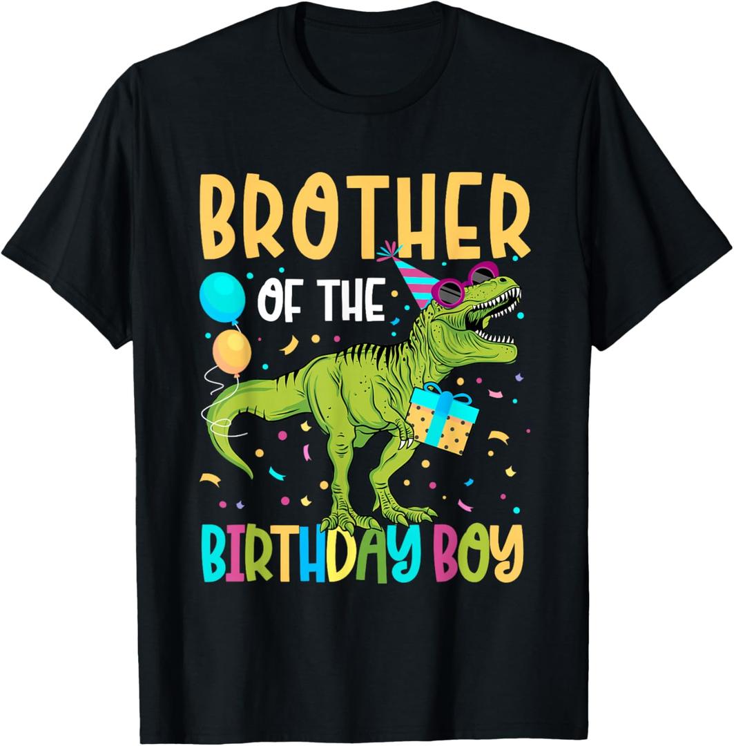 Brother of The Birthday Boy Family Matching Dinosaur Squad T-Shirt (Black, M)