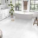 30-Pack Peel and Stick Floor Tiles Vinyl Floor 12 x 12 inch Self Adhesive Waterproof Glossy Flooring Planks DIY for Bathroom, Kitchen, Living Room, RV, Cover 30 Sq. Ft, Polish White Marble