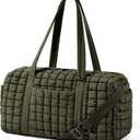 Quilted Travel Duffle Bag for Women Weekender Bag Large Puffer Overnight Bags Soft Puffy Duffel Bag Carry on Gym Bag Lightweight Personal Item Travel Bag for Trips Business Sport Airplane(Olive Green)