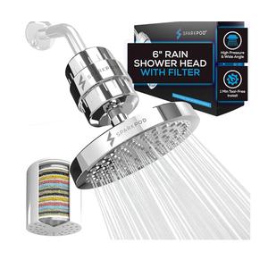 SparkPod Luxury Filtered Shower Head Set 23 Stage Shower Filter - Reduces Chlorine and Heavy Metals - High Pressure Showerhead Filter (6" Round, Luxury Polished Chrome)