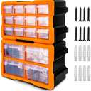 HORUSDY 16-Drawer Storage Cabinet, Wall Mountable Parts Organizer for Hardware, Tools, Screws, Beads, Crafts, Garage, and Office Storage, Customizable Dividable Drawers, Heavy-Duty & Durable