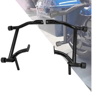 HDBUBALUS Motorcycle Saddle Bag Guards Crash Bars Fits for Harley Touring Street Glide 2009-up Black(W/ 4PCS Black Decor Wheel)