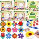Valentine's Day Cards for Kids school, 24 PACK Valentine's Day Cards for Kids with Flowers Plaster Painting Kit, Valentines Day Gifts for Kids for School Classroom Exchange, Valentines Party Favors