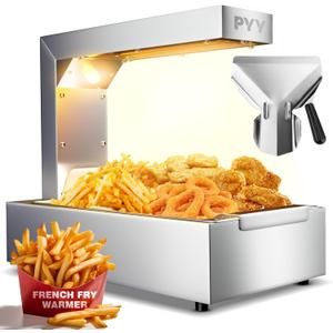 PYY French Fry Warmer - Commercial Food Heat Lamp Food Warmer Light 122F Free-Standing Warming Fry Dump Station Countertop Fries Warmer Commercial Food Warmer for Chips Churros Buffet Restaurant