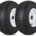 GICOOL 16x6.50-8 Tubeless Tire and Wheel, 1" Bearing, 4" Centered Hub,16x6.5-8" Lawn Mower Tires, Universal Fit Riding Mower and Garden Tractor Front Wheels, 4 Ply, V-Turf Pattern, 2 Pack