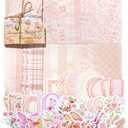 Doraking 100pcs Vintage Floral Scrapbook Paper Journaling Stickers Assorted Set, Material Paper Memo Junk Journal Supplies for Bullet Journaling Retro Crafts Planner Collage Card Album
