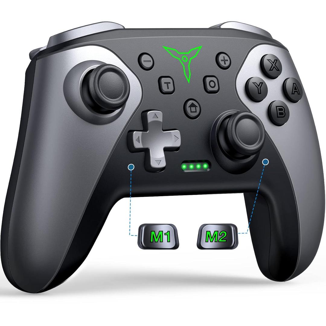 Wireless Switch Controller for Nintendo Switch/Lite/OLED Controller, Switch Controller with a Mouse Touch Feeling on Back Buttons, Extra Switch Pro Controller with Wake-up,Programmable, Turbo Function