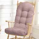 Rocking Chair Cushion - Chenille Fabric, High-Density Sponge, Durable Comfort Non-Slip Bottom Tufted Seat Pads with Ties, ChenillePink, 44x19x4 inch